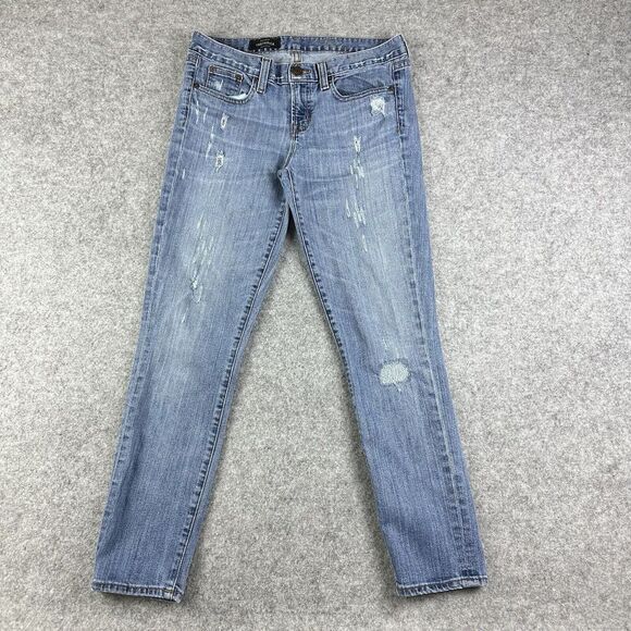 J Crew Toothpick Ankle Jeans Womens 28 Distressed Medium Wash Casual Denim Boho* - Picture 1 of 13